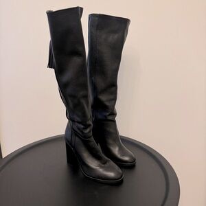 Zara black knee high leather boots